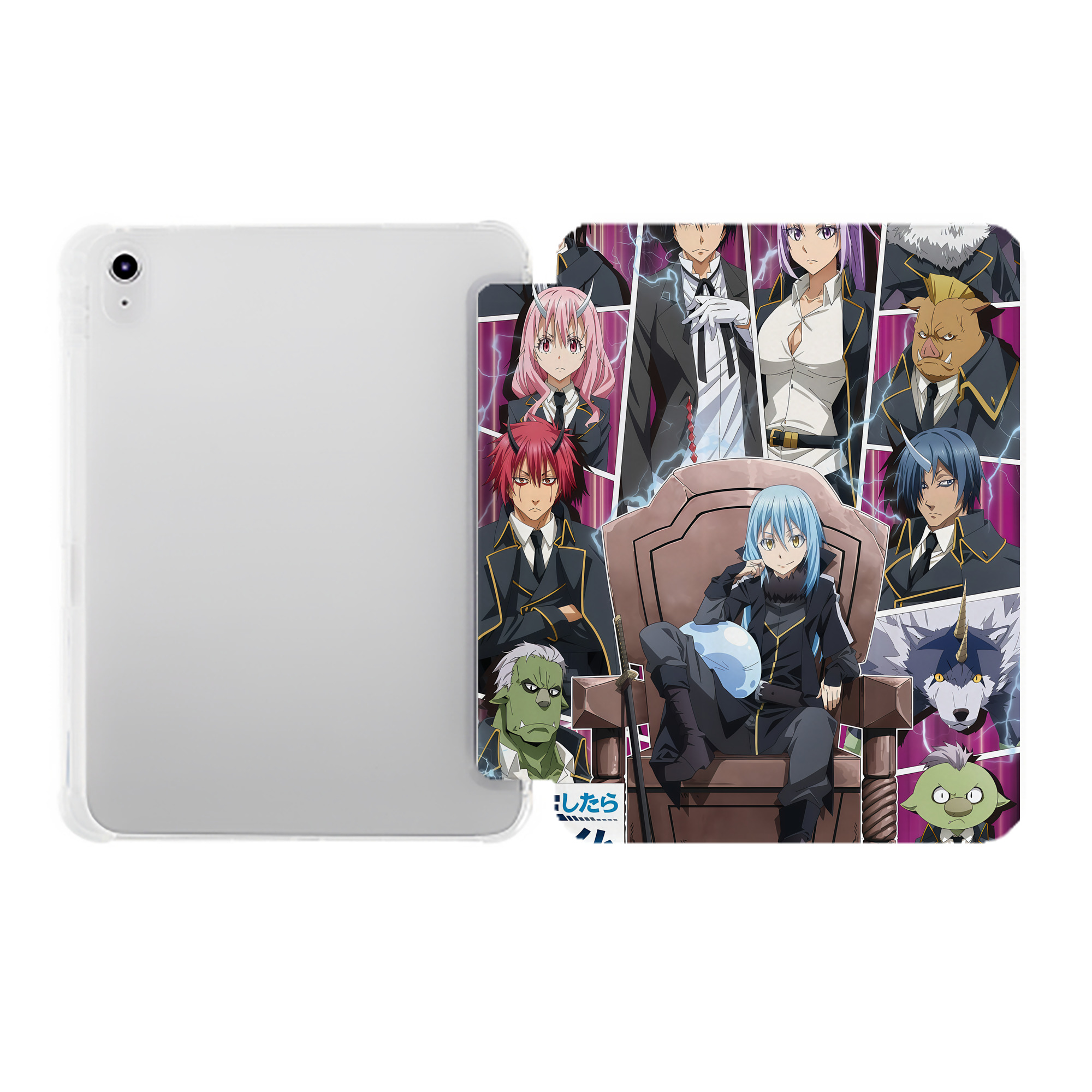 （画像用） 転スラ Regarding Reincarnated to Slime IPad ケース ペン収納付き 三つ折りスタンド PUレザー×シリコン 対応機種9.5/10.5/10.9インチ